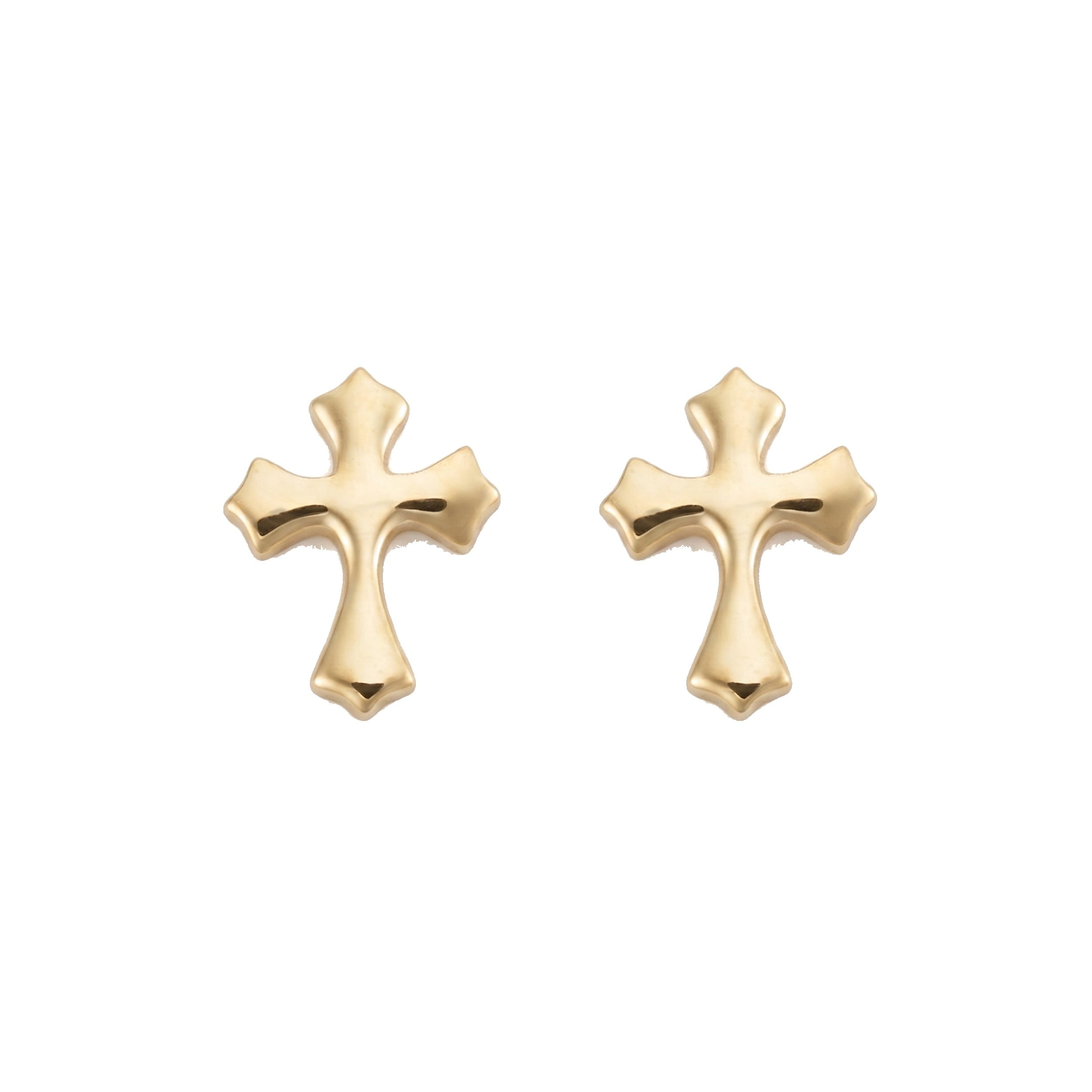 Au Naturale 14k Yellow Gold Dainty Cross Stud Earrings