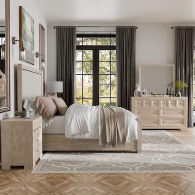 Furniture of America Durem II Modern 4-Piece Solid Wood Panel Bedroom Set