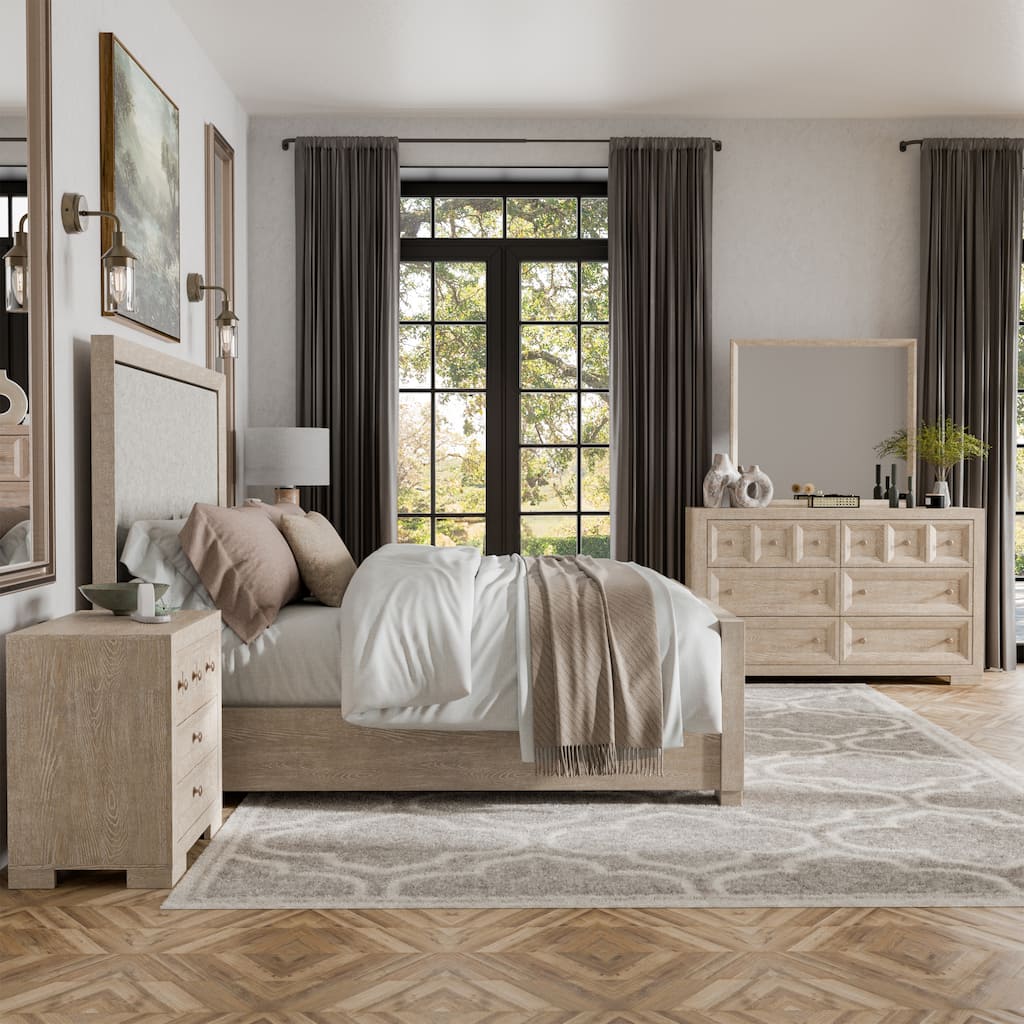 Furniture of America Durem II Modern 4-Piece Solid Wood Panel Bedroom Set