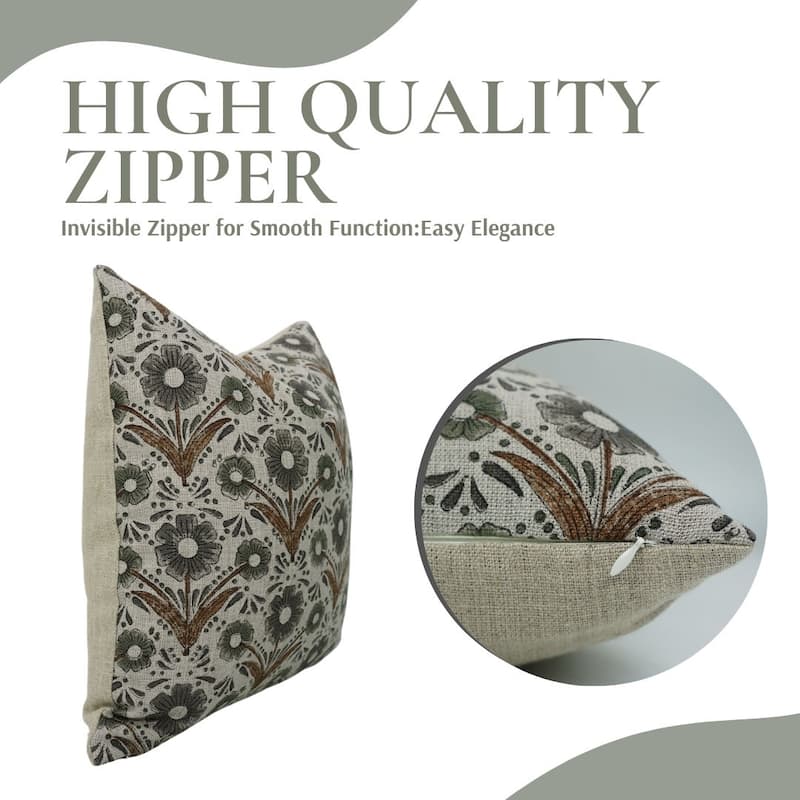 Linen Farmhouse Block print pillow Cover Vanshika