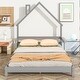 preview thumbnail 18 of 22, Full Size House-Shaped Headboard Floor Bed with Handrails , Slats