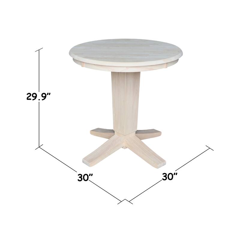 30 in Solid Wood Round Top Pedestal Dining Table