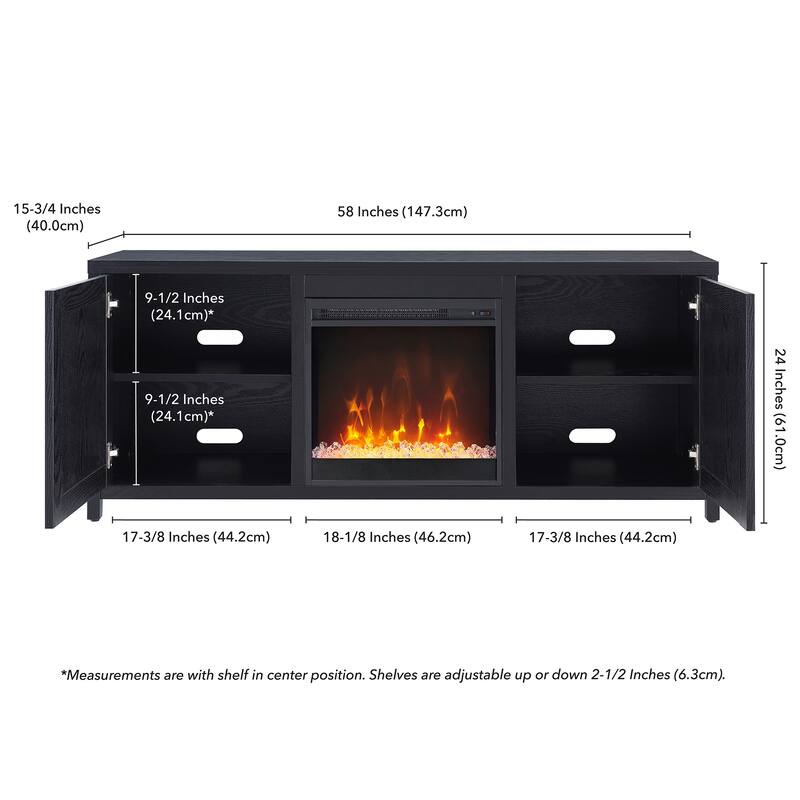 Granger 58" TV Stand with Crystal Fireplace Insert