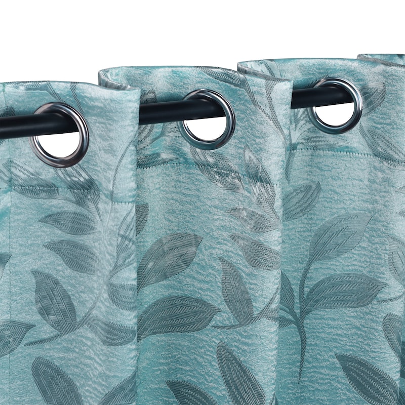 Superior Modern Bohemian Leaves Room Darkening Curtains with Grommets