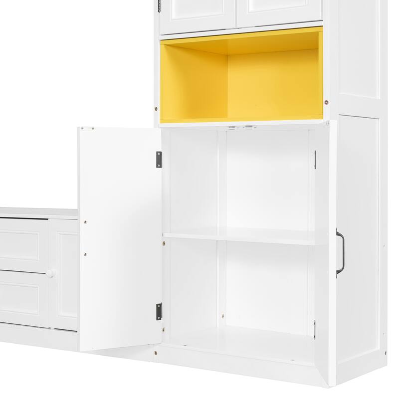Twin Size Wooden Murphy Bed with TV Stand, Flip-Up Cabinets & Vibrant Accent Storage by Harper&Bright Designs