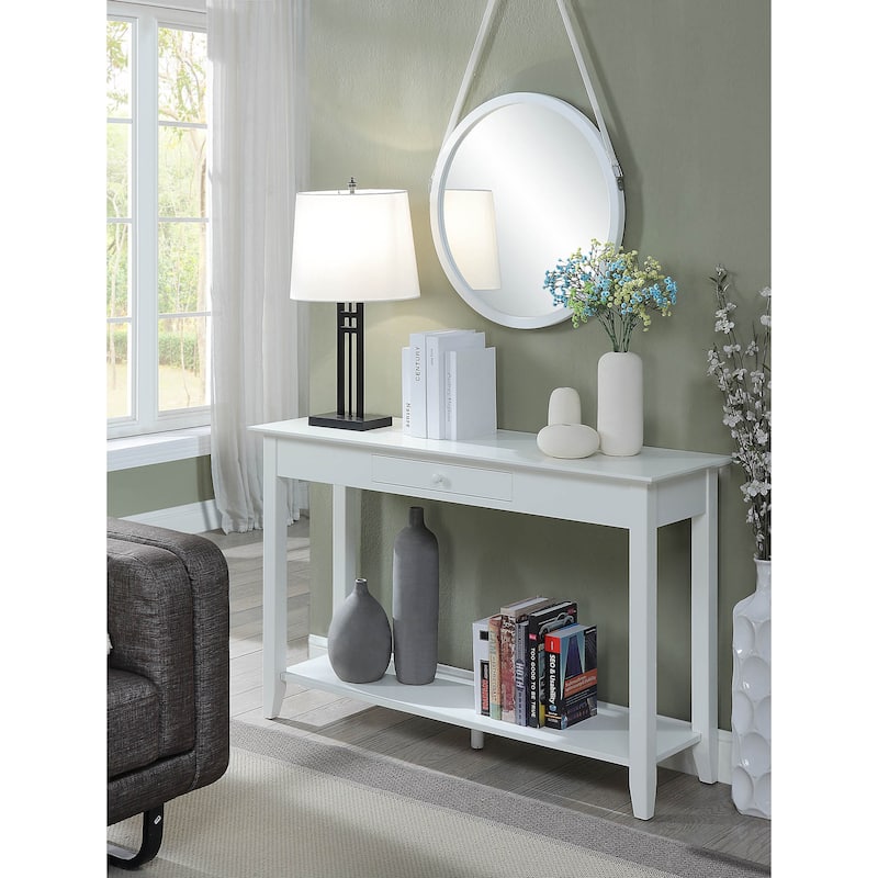 Convenience Concepts American Heritage 1 Drawer Console Table with Shelf - White