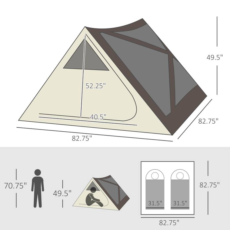 Outsunny 2-3 People Pop Up Camping Tent Waterproof Automatic Instant Tent Portable Cabana Beach Tent