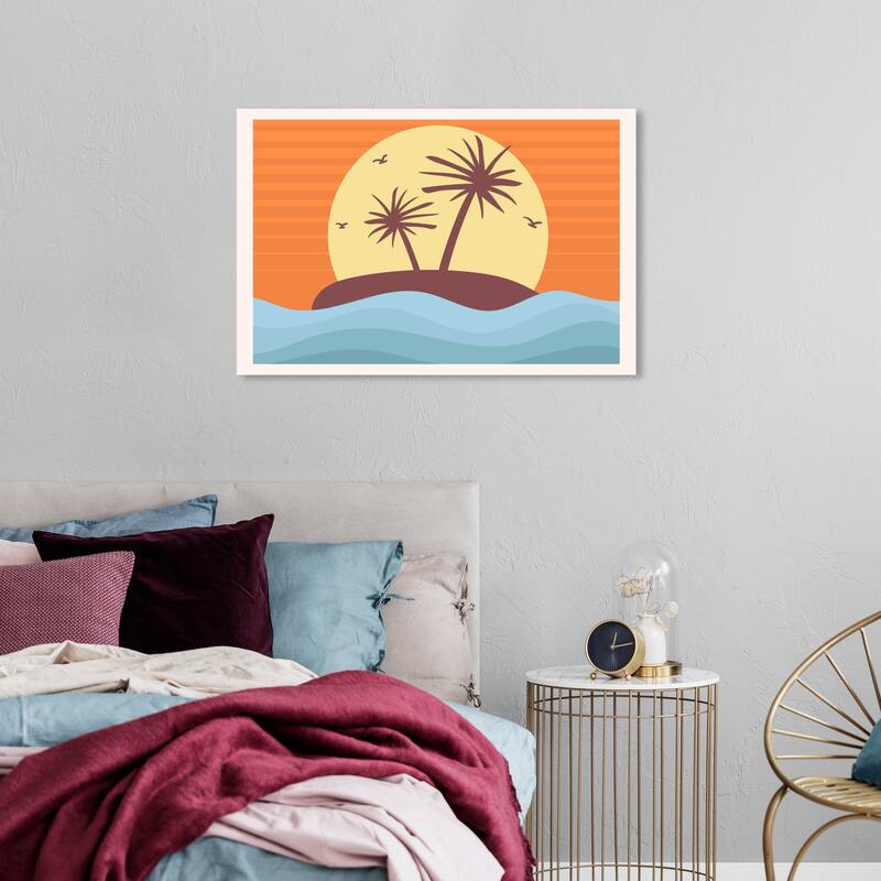 Wynwood Studio Canvas Nature and Landscape Retro Sunset Orange and Nautical & Coastal Wall Art Canvas Print - 24 x 36