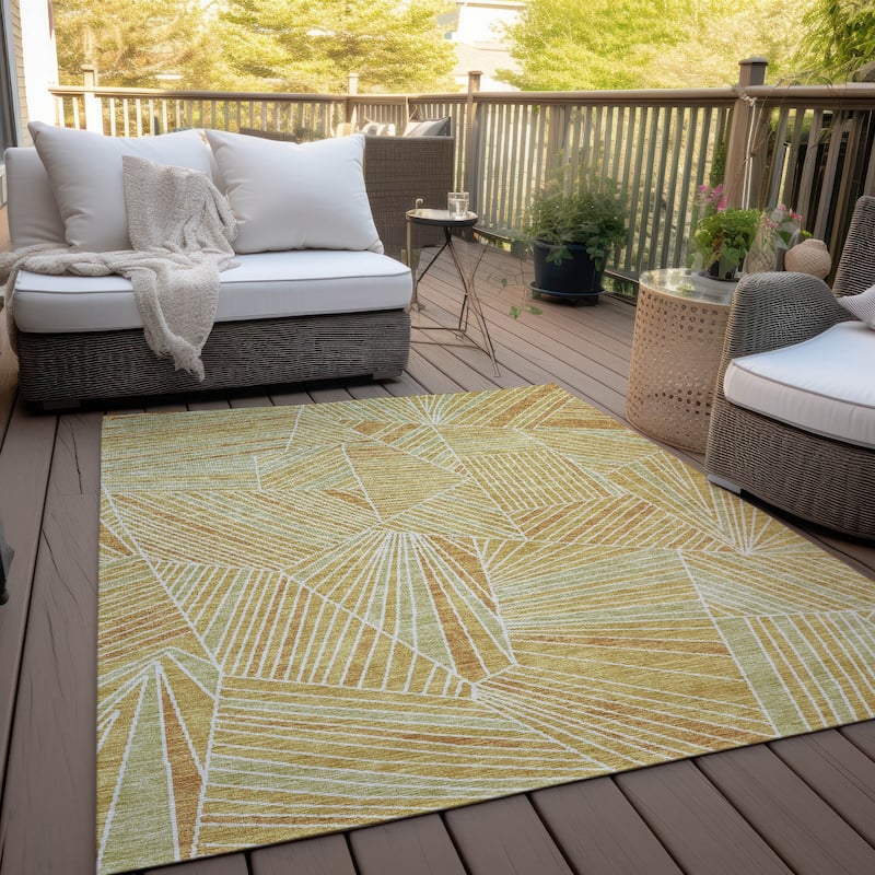Machine Washable Indoor/ Outdoor Chantille Modern Mosaic Rug