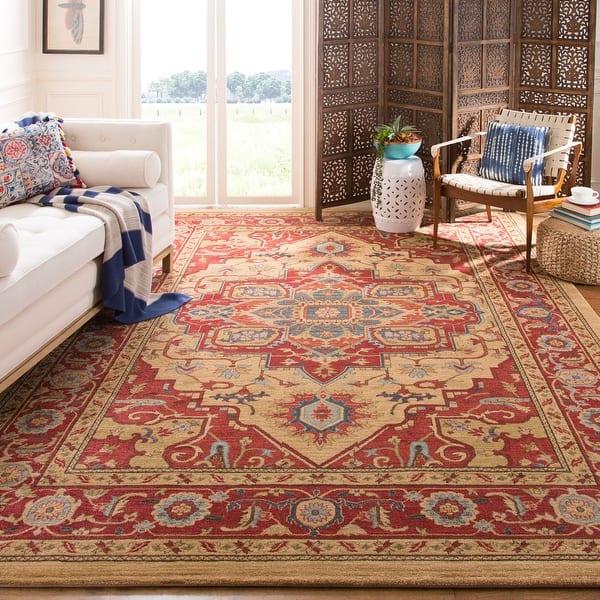 slide 2 of 31, SAFAVIEH Mahal Reka Traditional Grandeur Red/ Natural Rug