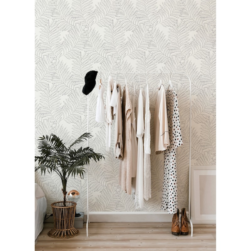 A-Street Prints Finnley Grey Inked Fern Wallpaper