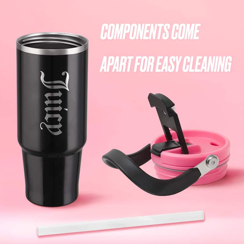 Juicy Couture Flip Fusion Hydration Stainless Steel Screw Top Tumbler with Flip Handle