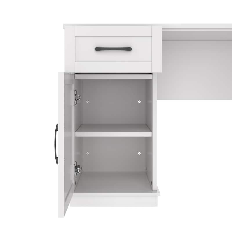 L-Shaped Computer Desk with 2 Cabinets and 2 Drawers,11 Open Shelves,with Electrical Outlet,for Study,Living Room and Office