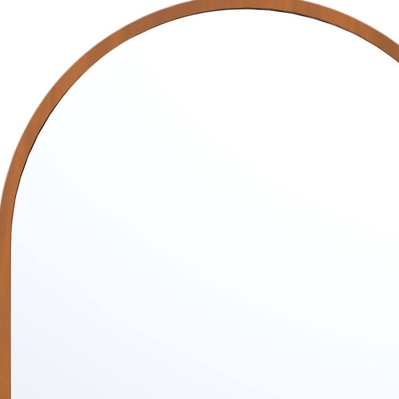 HomeRoots Set of Two Walnut Arch Wood Framed Bathroom Vanity Mirrors - 31.00 in. x 35.00 in. x 0.79 in.