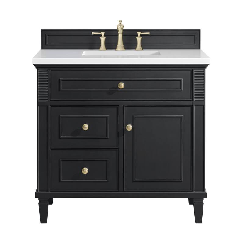 James Martin Vanities 424-V36-3WZ Lorelai 36" Single Basin Wood Vanity - Black Onyx - Anthracite Finish