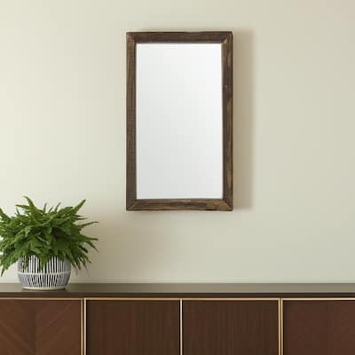 HomeRoots 18" Brown Solid Wood Framed Accent Mirror - 12.00 in. x 18.00 in. x 2.00 in.