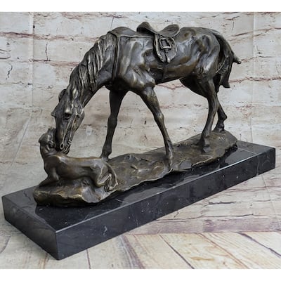 Friendship Between Imitative Horse Imitative Dog Bronze Statue Sculpture Equestrian Decor
