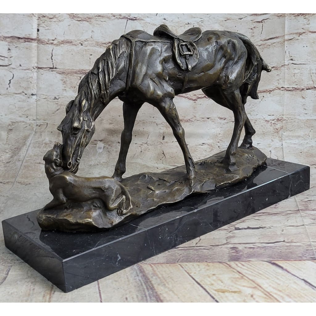 Friendship Between Imitative Horse Imitative Dog Bronze Statue Sculpture Equestrian Decor
