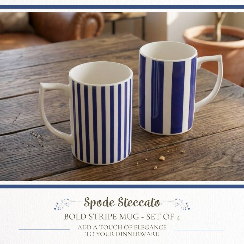 Spode Set of 4 Steccato Stripe Mugs - 12 oz