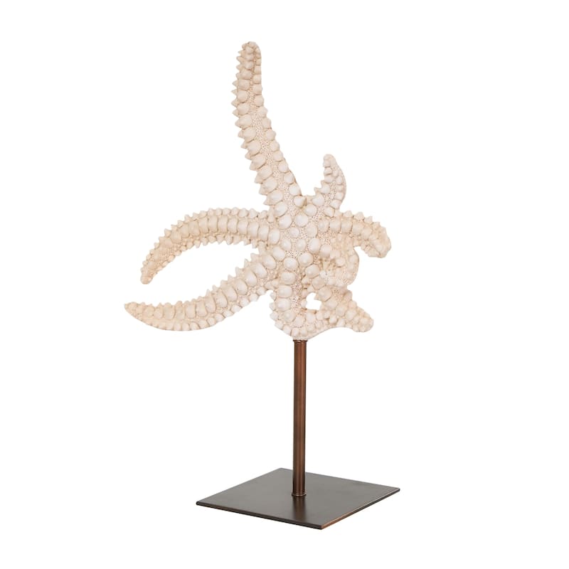 Polystone Starfish Textured Sculpture with Copper Stand - Pink - Roche River Decor - 4"W x 8"L x 12"H
