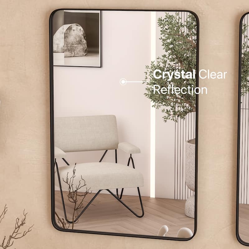 Eviva Harmony 20" x 30" Rectangular Black Metal Framed Mirror - N/A