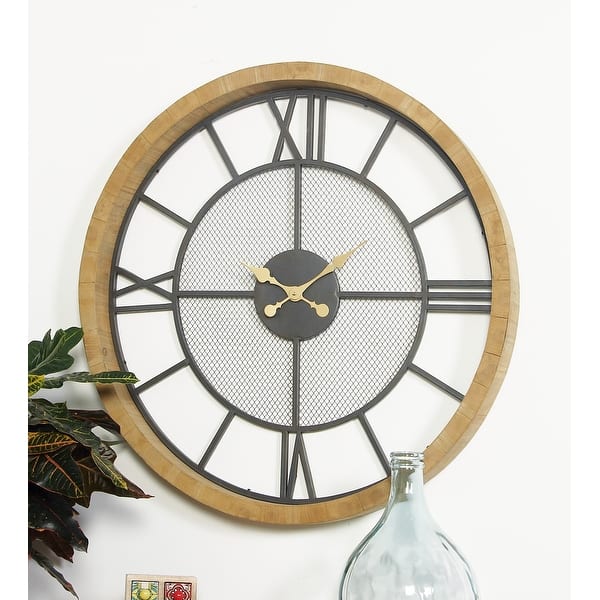 slide 2 of 8, Brown Wooden Decorative Wall Clock - 40 x 4 x 40