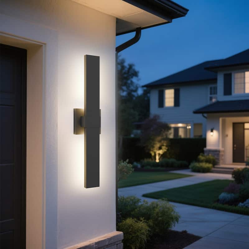 1-Light Black/White Aluminum LED Outdoor Wall Sconce - 23.6in - Black