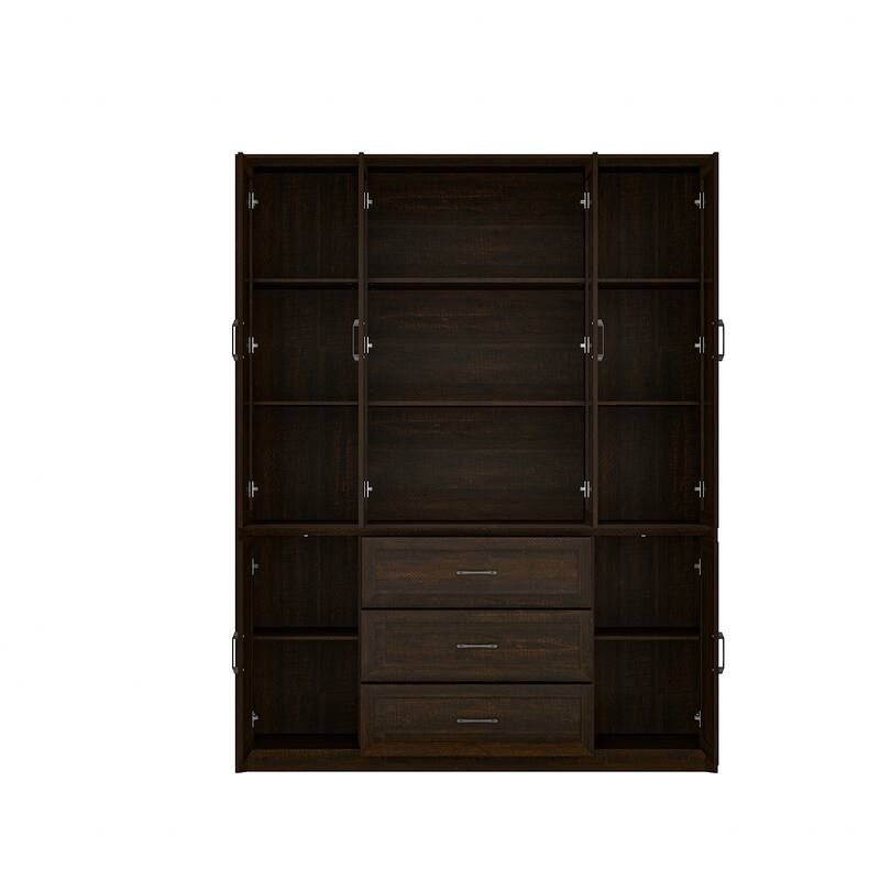 79.6" Tall Glass Display Cabinet, 6-Tier Bookshelf with Drawers Bookcae Panrty