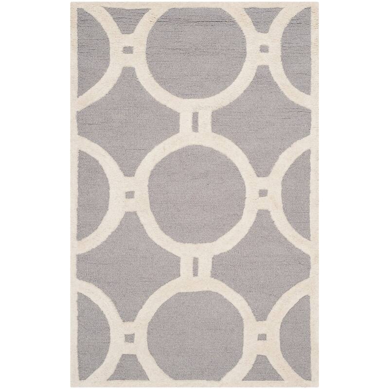 SAFAVIEH Handmade Cambridge Arah Modern Moroccan Wool Rug - 2'6" x 4' - Silver/Ivory - Rectangle