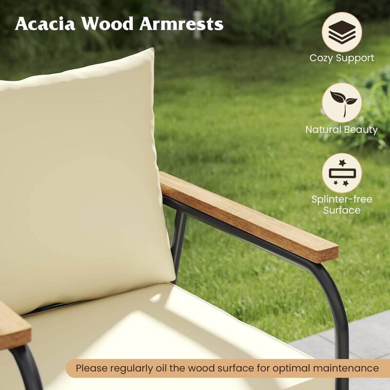 Costway 4/8 PCS Patio Furniture Set with Tempered Glass Coffee Table