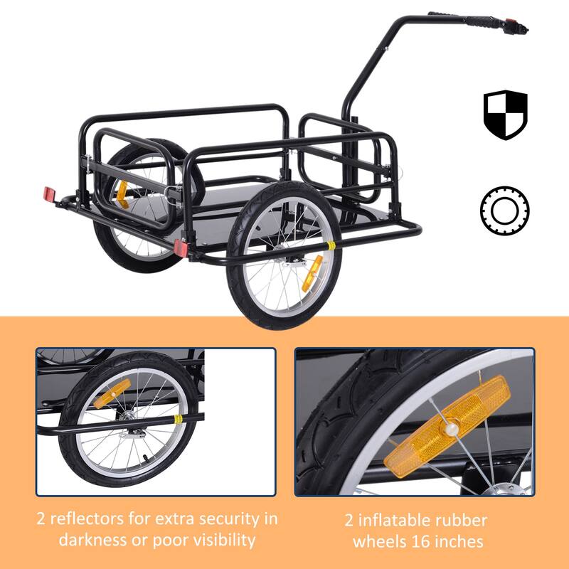 Foldable Heavy-Duty Bike Cargo Trailer with 16-Inch Wheels and 88lb Capacity