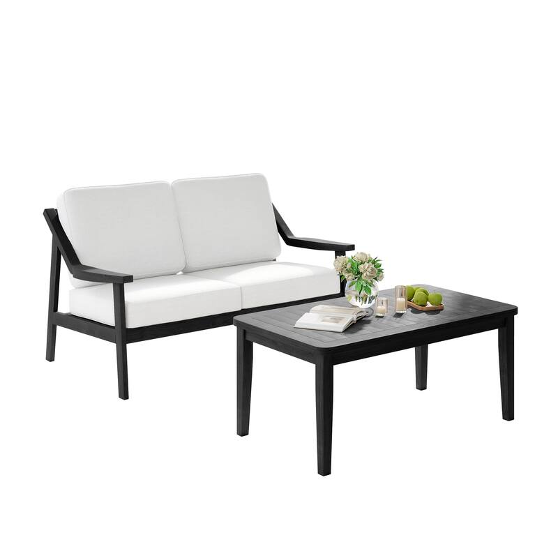 Outdoor Patio Wood Bistro Set/Loveseat Set