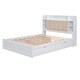 preview thumbnail 17 of 15, Queen Wood Platform Bed with Storage Headboard and 4-Drawers, White