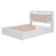 preview thumbnail 17 of 15, Wood Queen Size Platform Bed with Upholstered Storage Headboard, Shelves, and 4-Drawers, White Finish