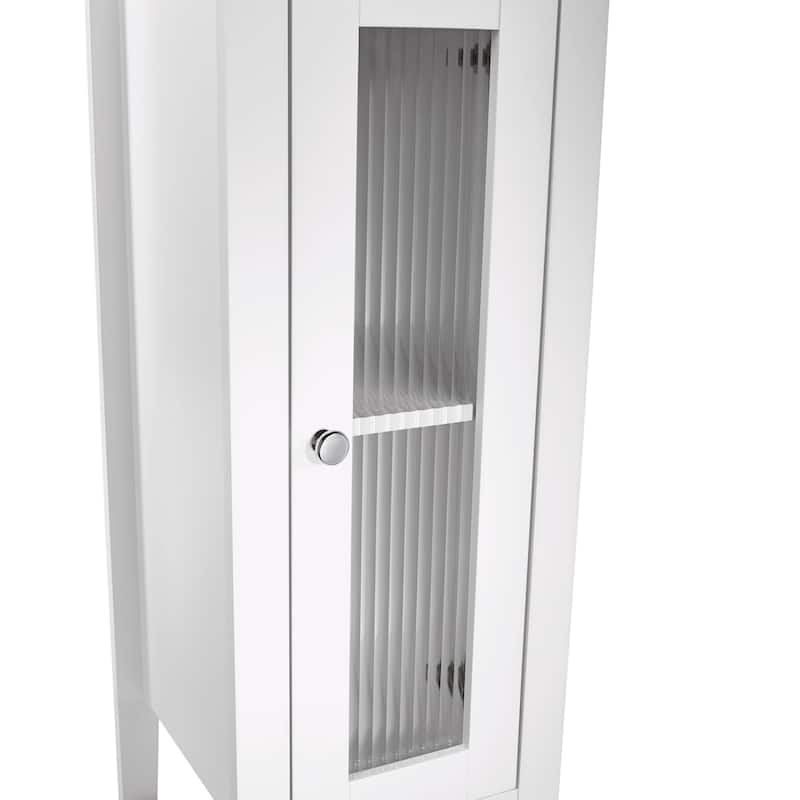 RiverRidge Prescott Single Door Narrow Bathroom and Laundry Storage Cabinet and Organizer with Adjustable Shelves - White
