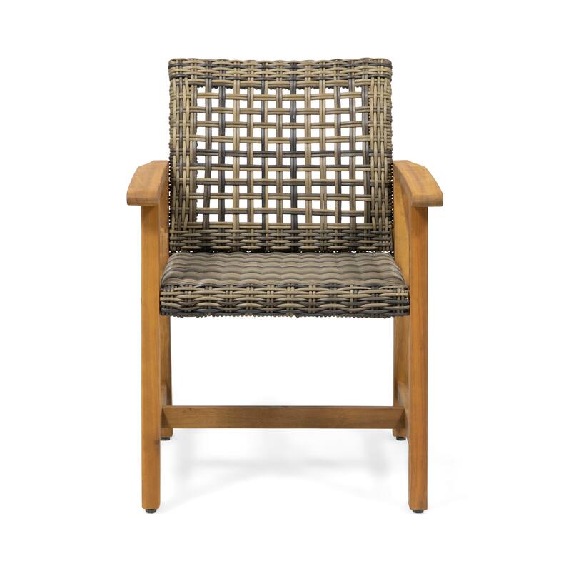 Country Outdoor Patio Rattan Chairs Set of 2, Bistro Table & Chairs Set for Lawn, Balconies & Gardens