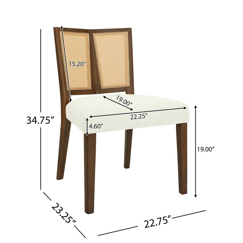 Mid-Century Modern Dining Chair with Rattan Back(Set of 2)