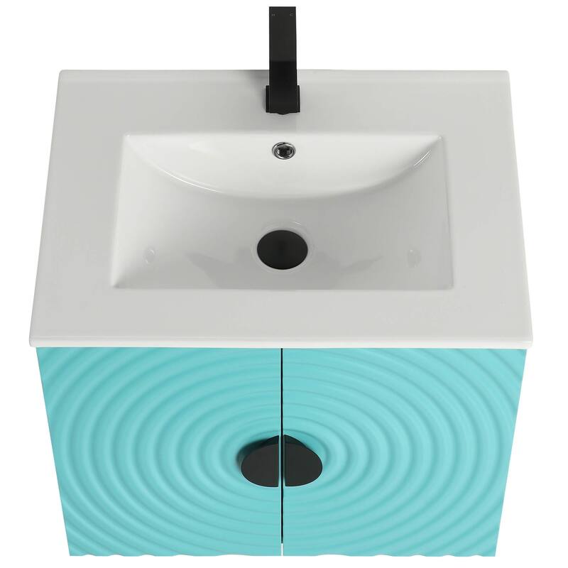 Pellabay Modern Bathroom Vanity with Fluted Circular Doors - Sink Included