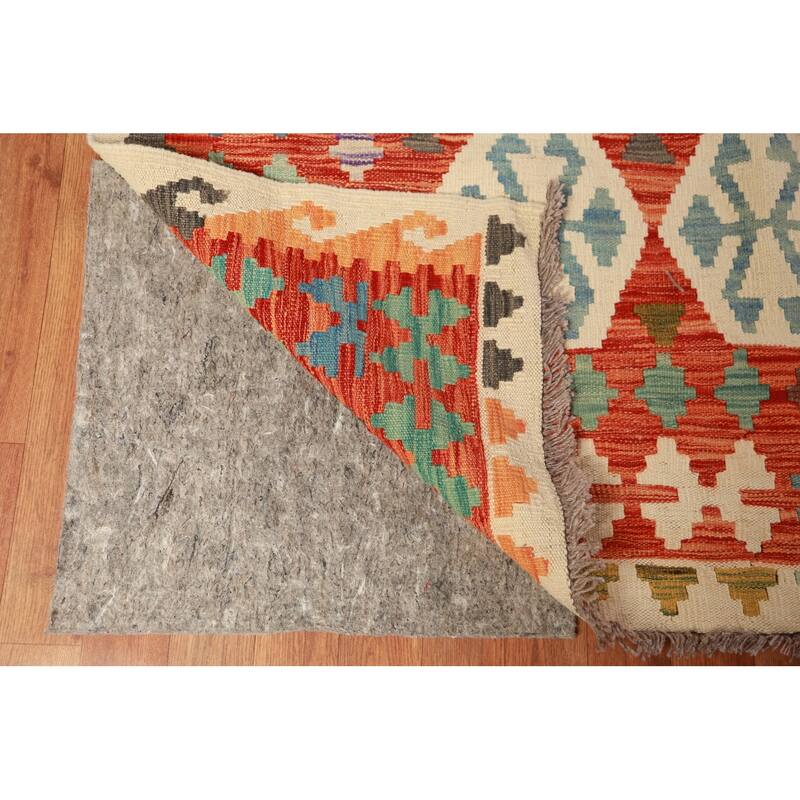 Geometric Kilim Large Rug Flatweave Dining Room Wool Carpet - 10'4"x 15'9"
