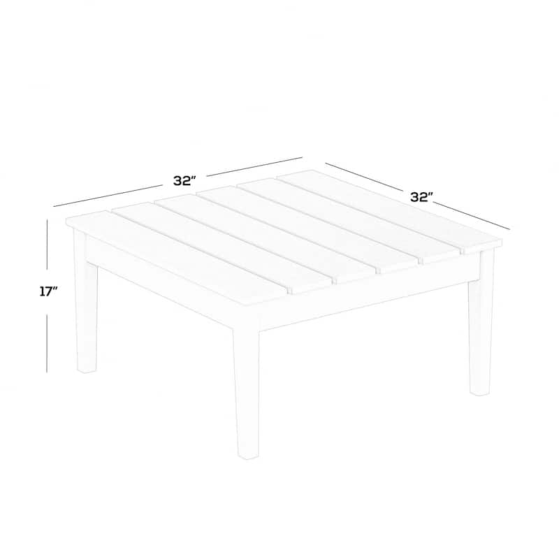 Polytrends Shoreside HDPE Eco-Friendly All Weather Square Modern 32" Conversation Table