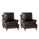 preview thumbnail 2 of 13, Honorio Traditional Genuine Leather Armchair with Solid Wood Legs and Front Casters Set of 2 By HULALA HOME