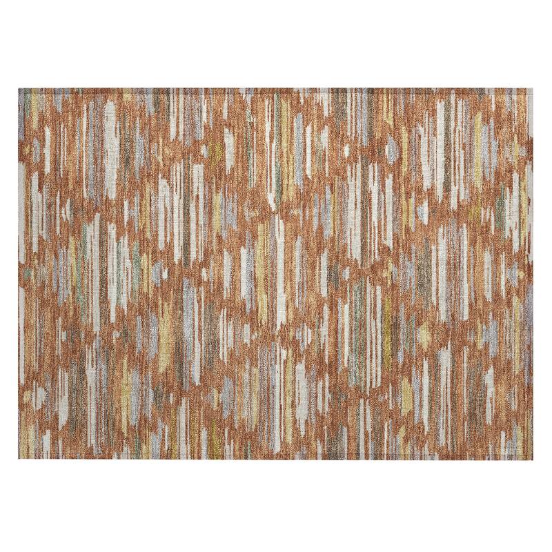 Machine Washable Indoor/ Outdoor Modern Trellis Chantille Rug