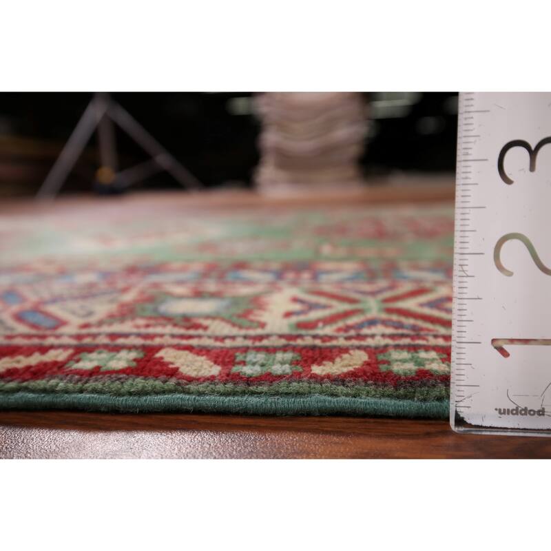 Green Kazak Accent Rug Hand-Knotted Wool Carpet - 3'5" x 4'9"