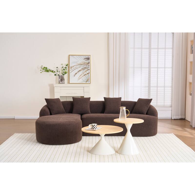 98.4" Chenille L-Shaped Sectional Sofa with Chaise & Pillows