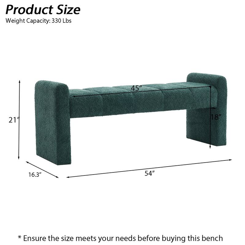 54" Boucle Bedroom Bench with Channel Tufted Modern Entryway Bench Window Bench End of Bed Bench