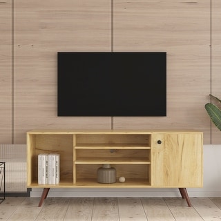 Quality Particle Board Media Cabinets w/ Storage & 2 Shelves Cabinet, Oak - 14 inches in width