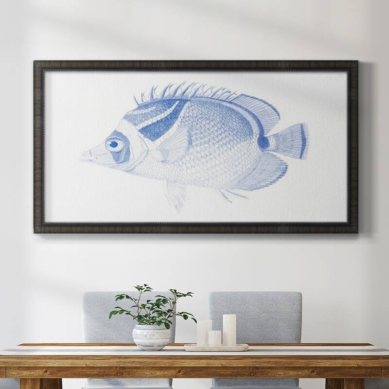 Blue & White Tropical Fish IV Premium Framed Canvas- Ready to Hang