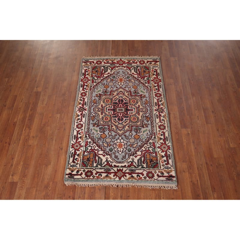 Heriz Serapi Indian Accent Rug Handmade Wool Carpet - 3'2"x 5'0"