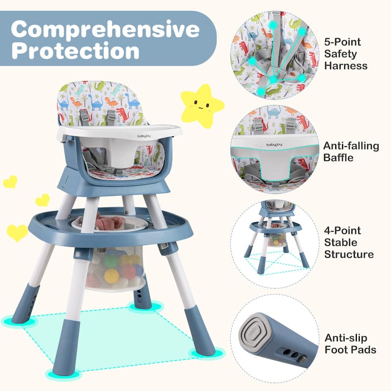 Gymax 16-in-1 Baby High Chair w/ Activity Center Booster Seat Building