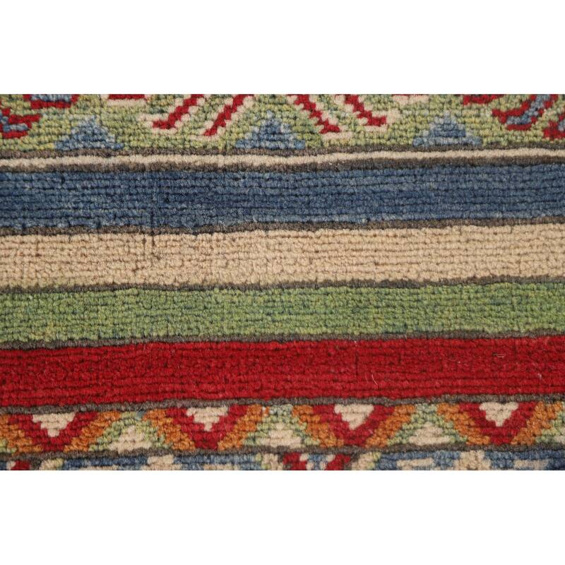Hand Knotted Oriental 100% Wool Carpet Traditional All-Over Multi-Colored Kazak Runner Rug - 16' 0'' X 2' 7''
